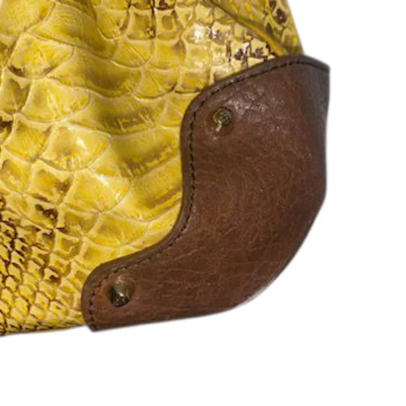 Jessica Simpson brown yellow Faux snake skin blended bag EUC - Picture 7 of 11